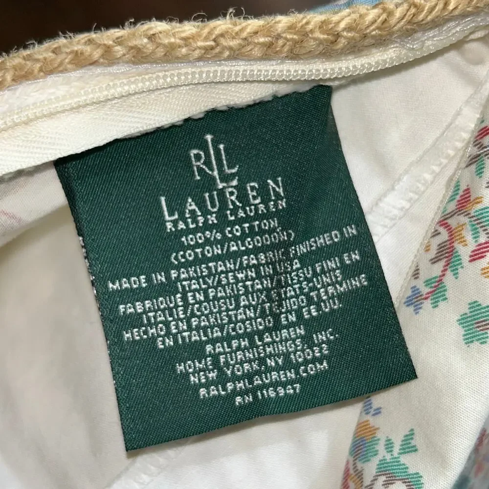 Corded Accent Pillow made w Ralph Lauren Antigua Floral Cotton Fabric